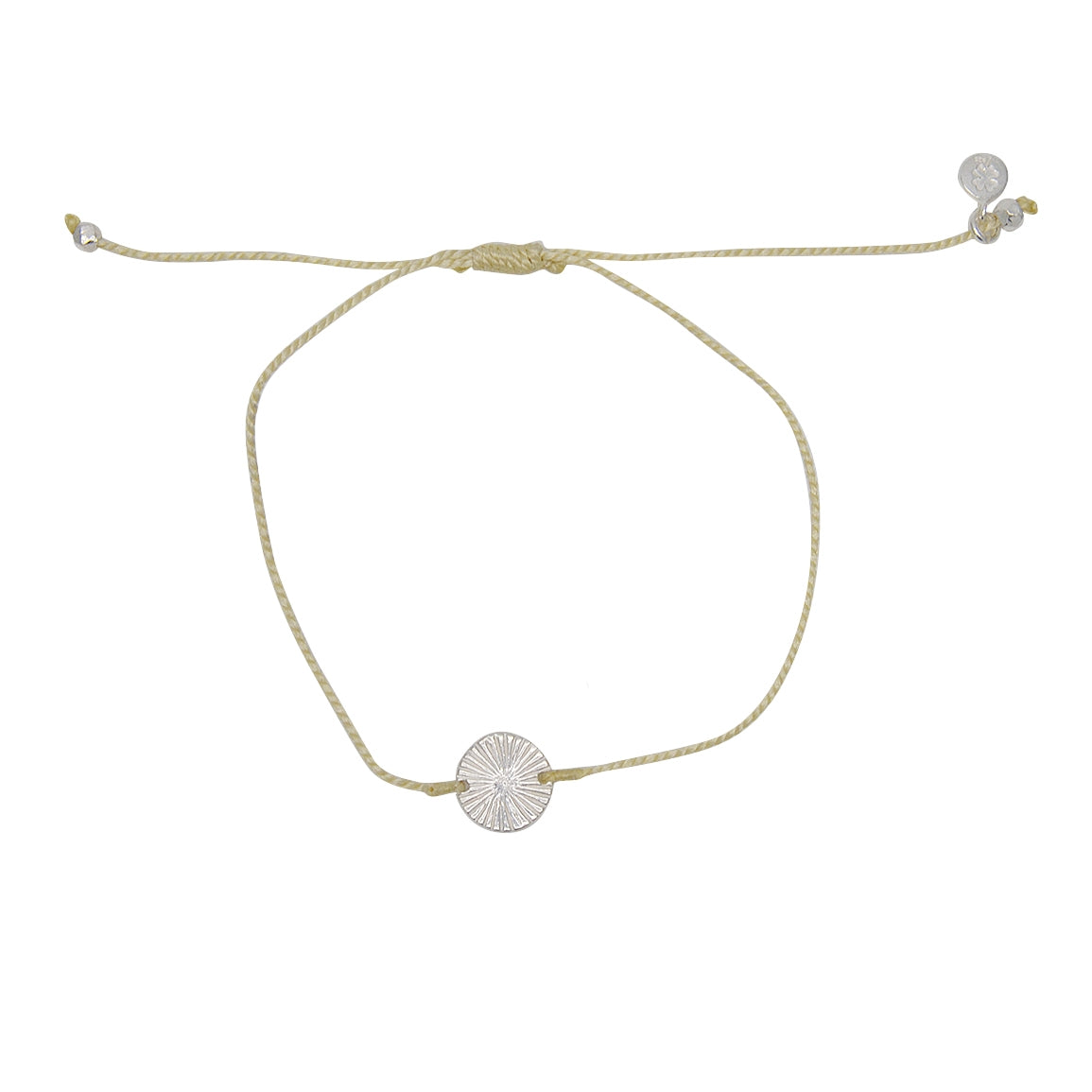 Bracelet tressé coloré et médaille argent 925 - BEIGE