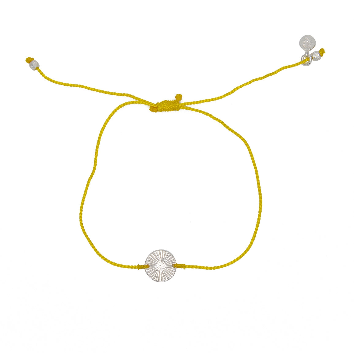 Bracelet tressé coloré et médaille argent 925 - JAUNE