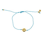 Bracelet tressé coloré médaille croix dorée - TURQUOISE