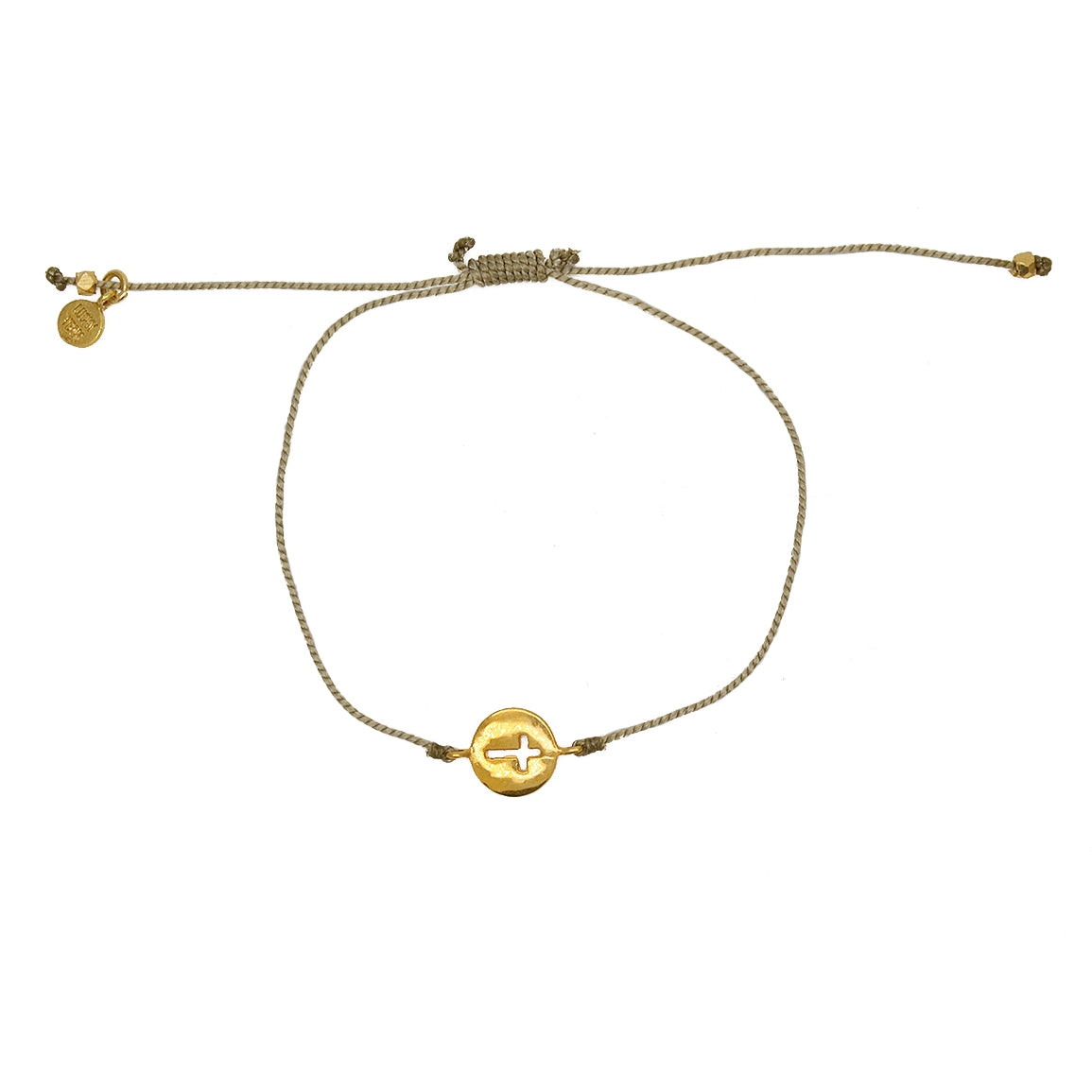 Bracelet tressé coloré médaille croix dorée - KAKI
