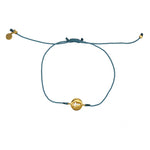 Bracelet tressé coloré médaille croix dorée - BLEU JEAN