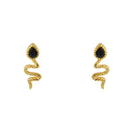 Boucles dorées serpent et pierre - ONYX NOIRE - Boucles