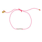 Bracelet tressé coloré et pierres - ROSE FLUO & PERLES DE