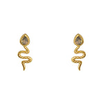 Boucles dorées serpent et pierre - LABRADORITE - Boucles