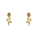 Boucles dorées serpent et pierre - LABRADORITE - Boucles