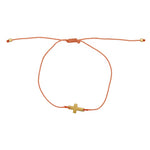 Bracelet tressé coloré et croix dorée - CORAIL