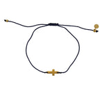 Bracelet tressé coloré et croix dorée - BLEU MARINE