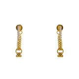 Boucles dorées zircons chaine et pampille - ZIRCON BLANC -