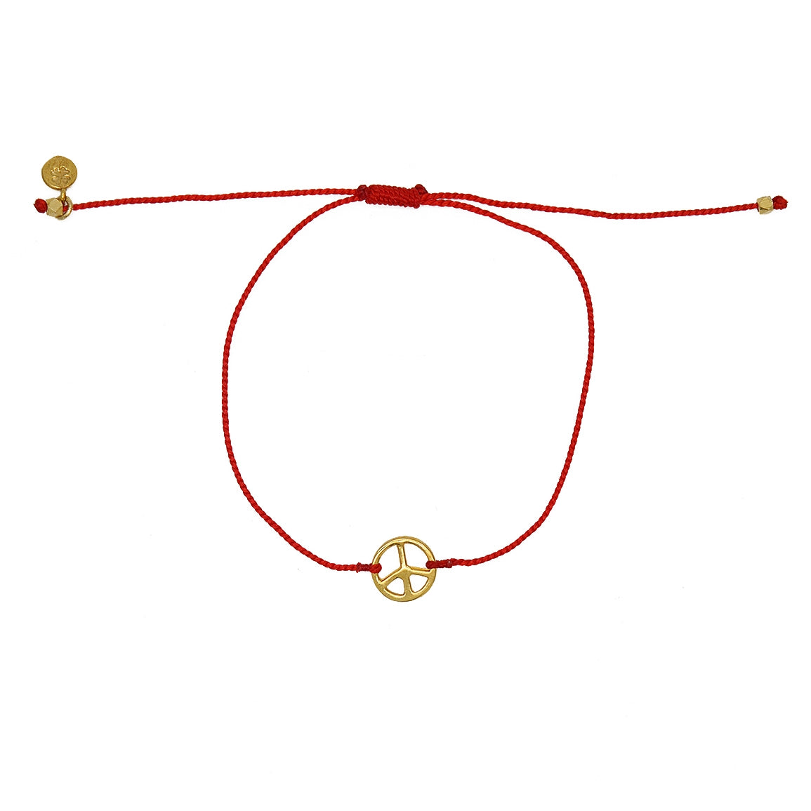 Bracelet tressé peace doré - ROUGE