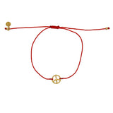Bracelet tressé peace doré - ROUGE