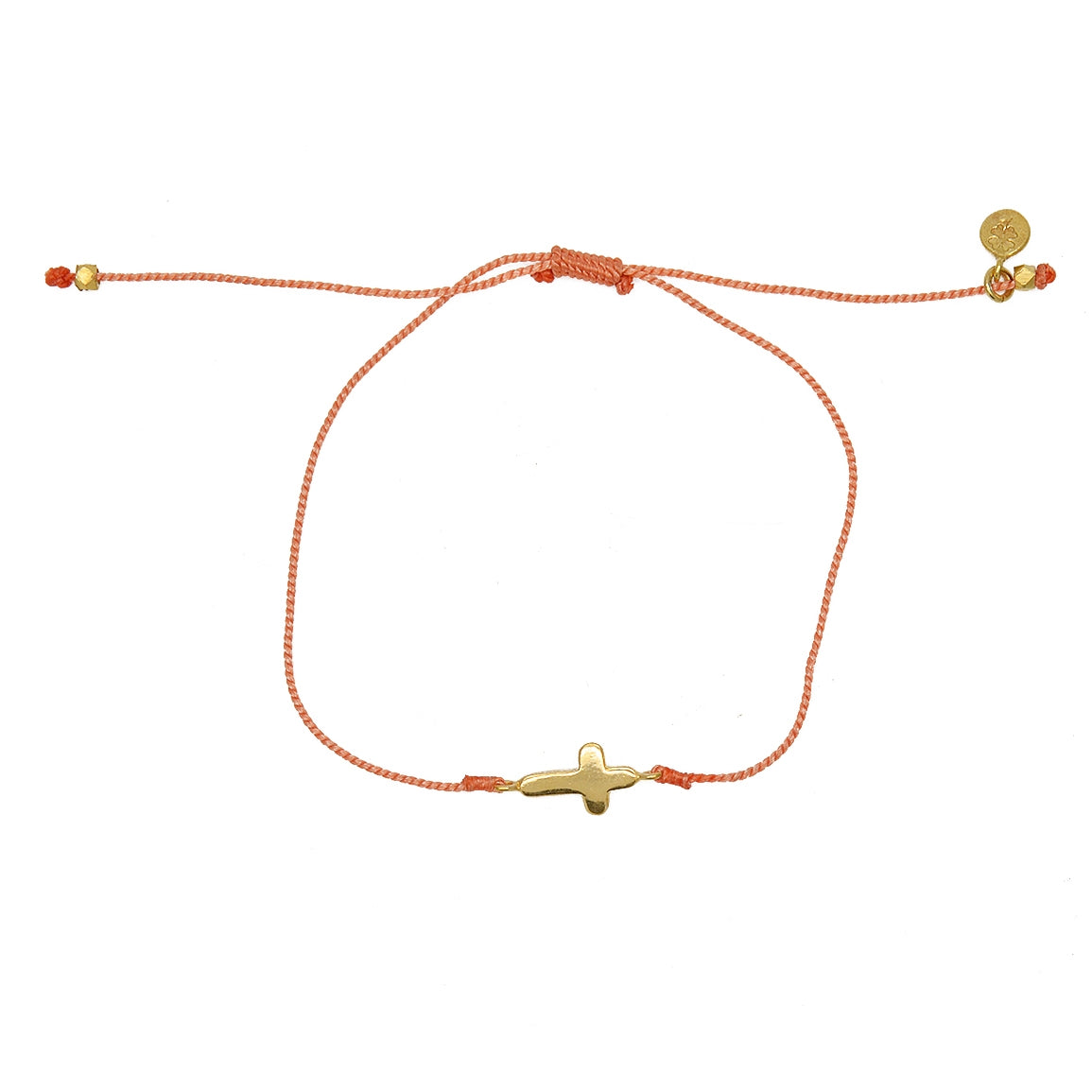 Bracelet tressé bleu jean et croix doré - CORAIL