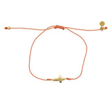 Bracelet tressé bleu jean et croix doré - CORAIL