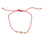 Bracelet tressé bleu jean et croix doré - ROUGE