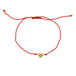 Bracelet fil fin coloré coeur doré et zircon