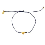 Bracelet fil fin coloré coeur doré et zircon - BLEU MARINE