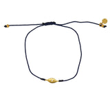 Bracelet tressé jean oeil doré et zircon - BLEU MARINE