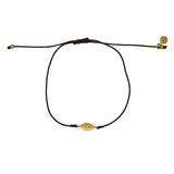 Bracelet tressé jean oeil doré et zircon - CHOCOLAT