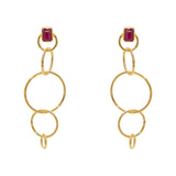 Boucles dorées et pierre carré - RUBIS