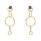 Boucles dorées et pierre carré - LABRADORITE