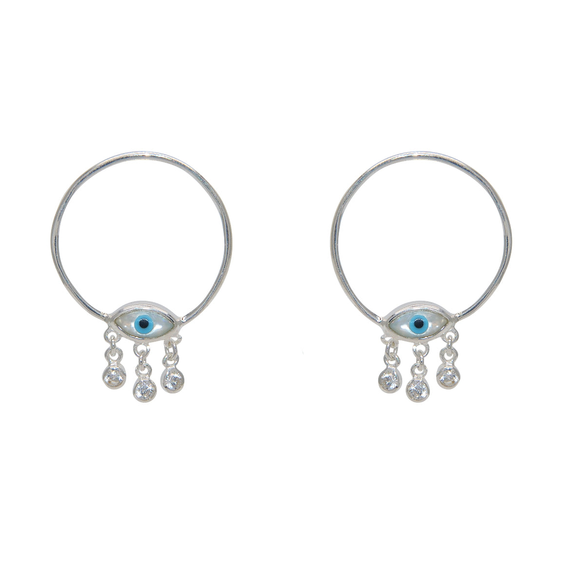 Boucles argent 925 oeil nacre et zircons