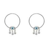 Boucles argent 925 oeil nacre et zircons