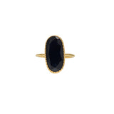 Bague dorée et pierre naturelle ovale - 50 / ONYX NOIRE