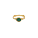 Bague dorée martelée et pierre - 50 / ONYX VERTE