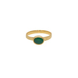 Bague dorée martelée et pierre - 50 / ONYX VERTE