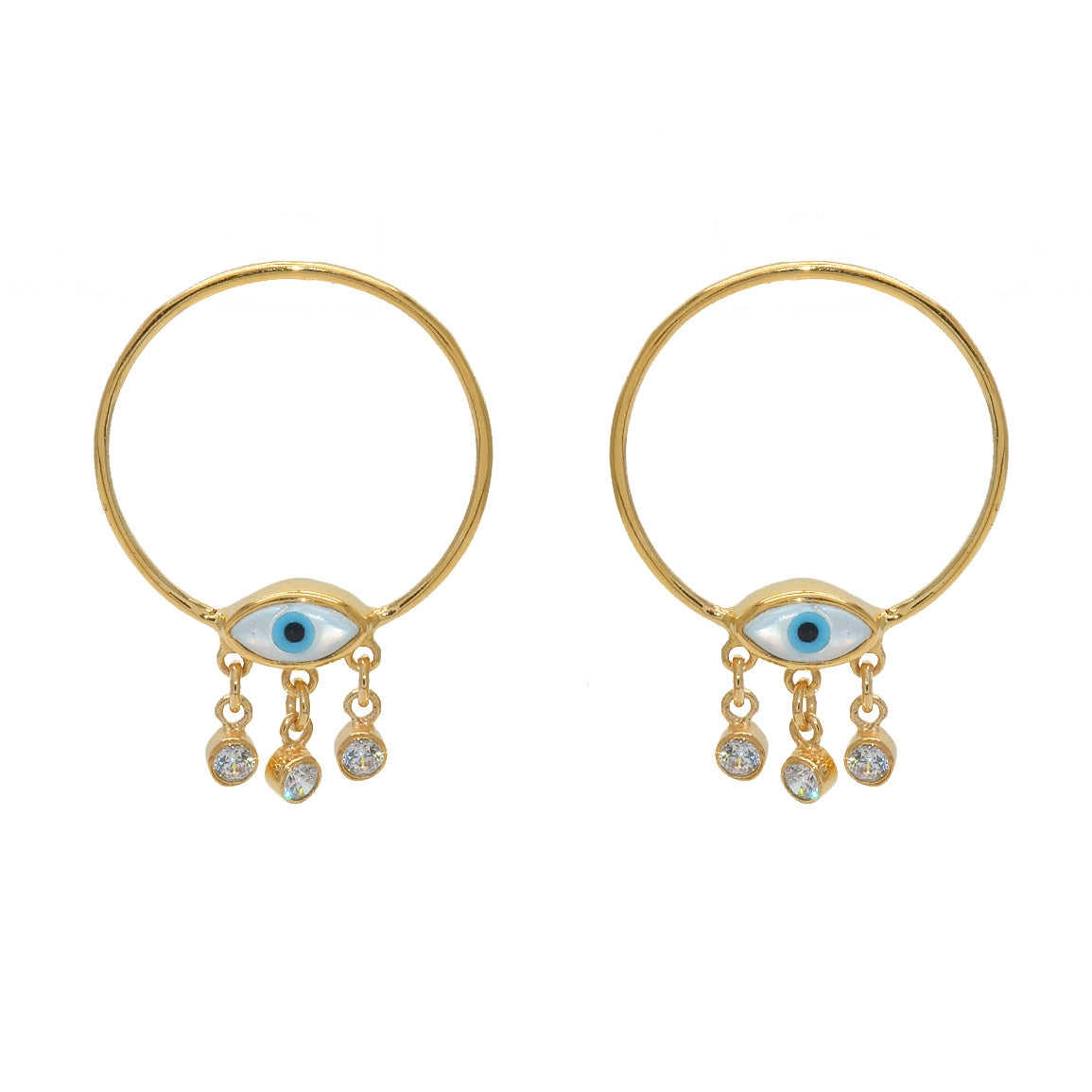 Boucles dorées oeil nacre et zircons