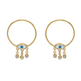 Boucles dorées oeil nacre et zircons