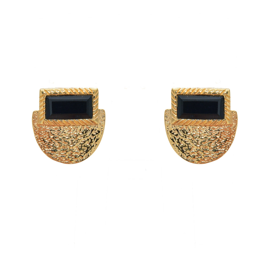 Boucles dorées martelées et pierre