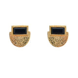 Boucles dorées martelées et pierre