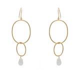 Boucles dorées anneaux martelées et goutte pierre - PIERRE