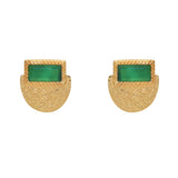 Boucles dorées martelées et pierre - ONYX VERTE