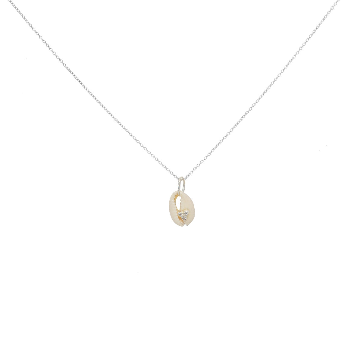 Collier argent 925 pendentif cauri et zircons