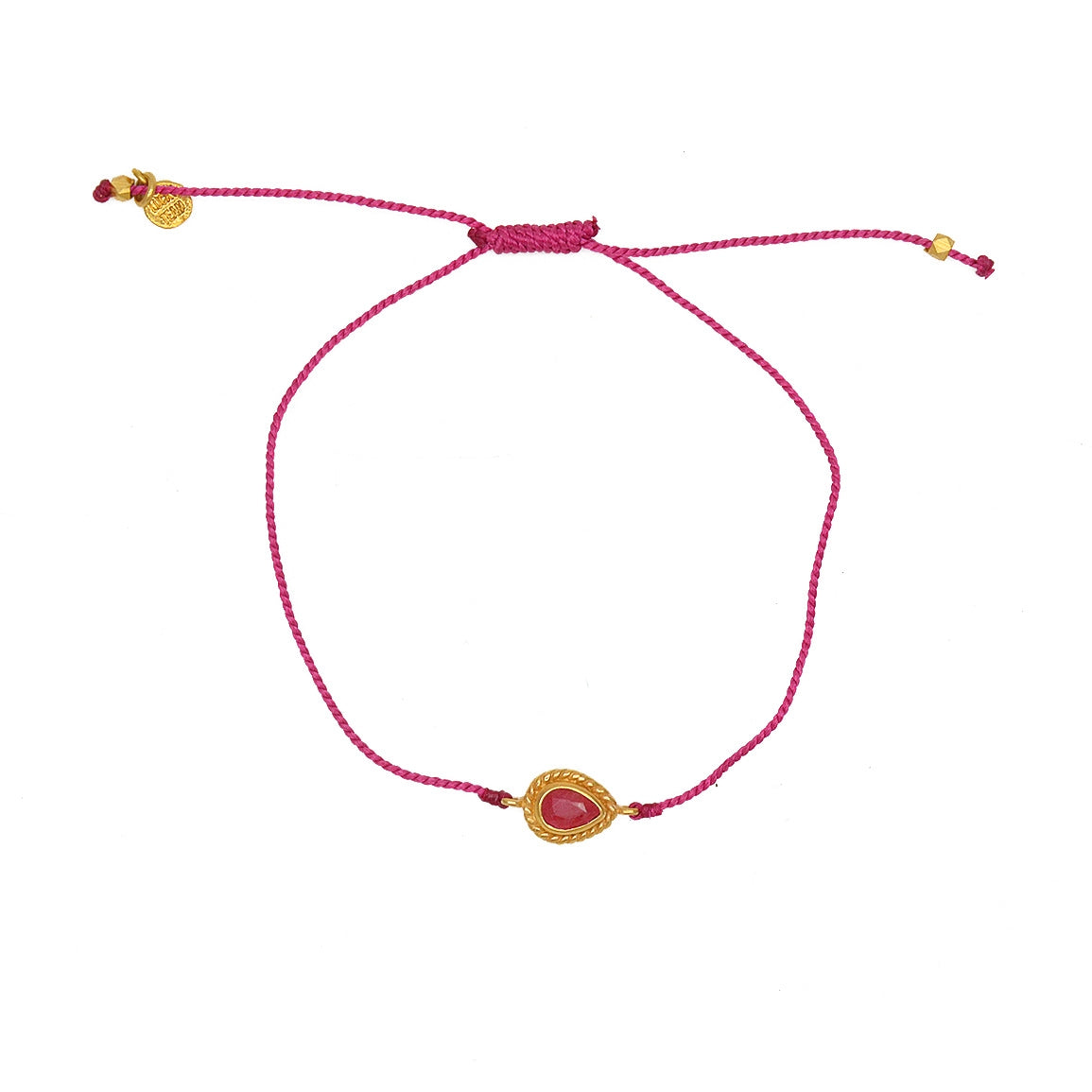 Bracelet tressé et goutte pierre - FUSHIA & RUBIS