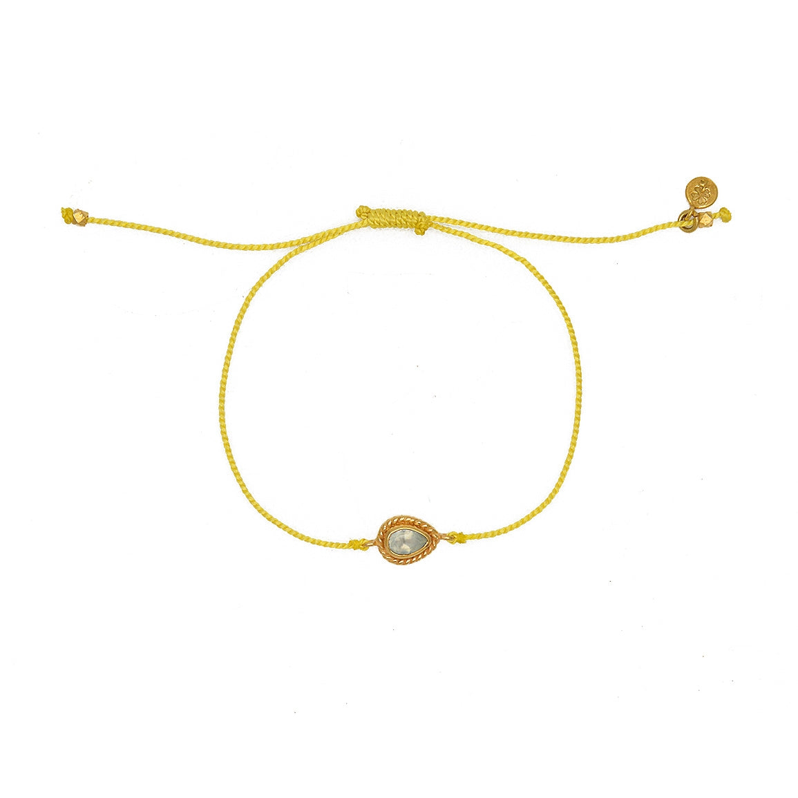 Bracelet tressé et goutte pierre - JAUNE & PREHNITE