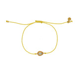 Bracelet tressé et goutte pierre - JAUNE & PREHNITE