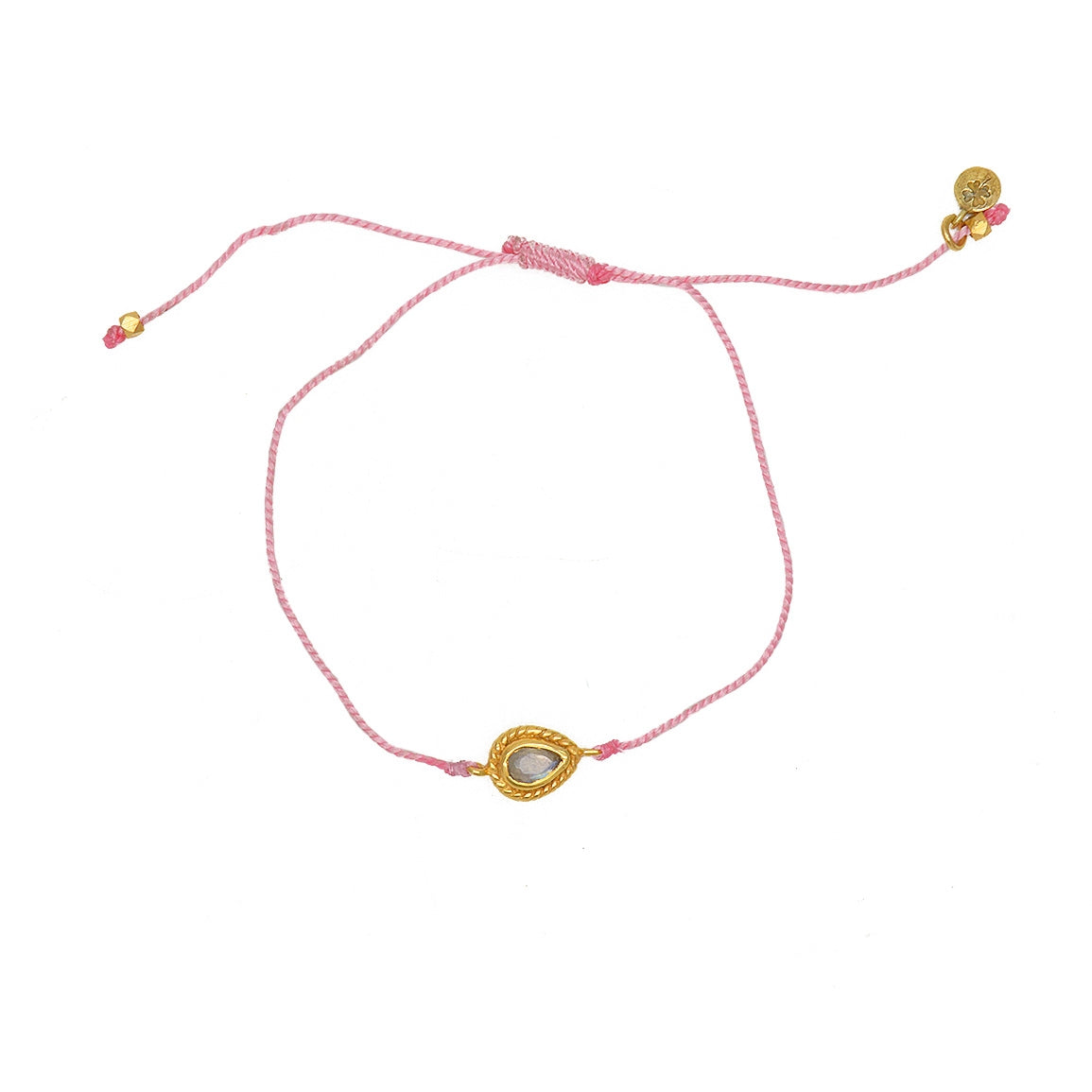 Bracelet tressé et goutte pierre - ROSE & PIERRE DE LUNE