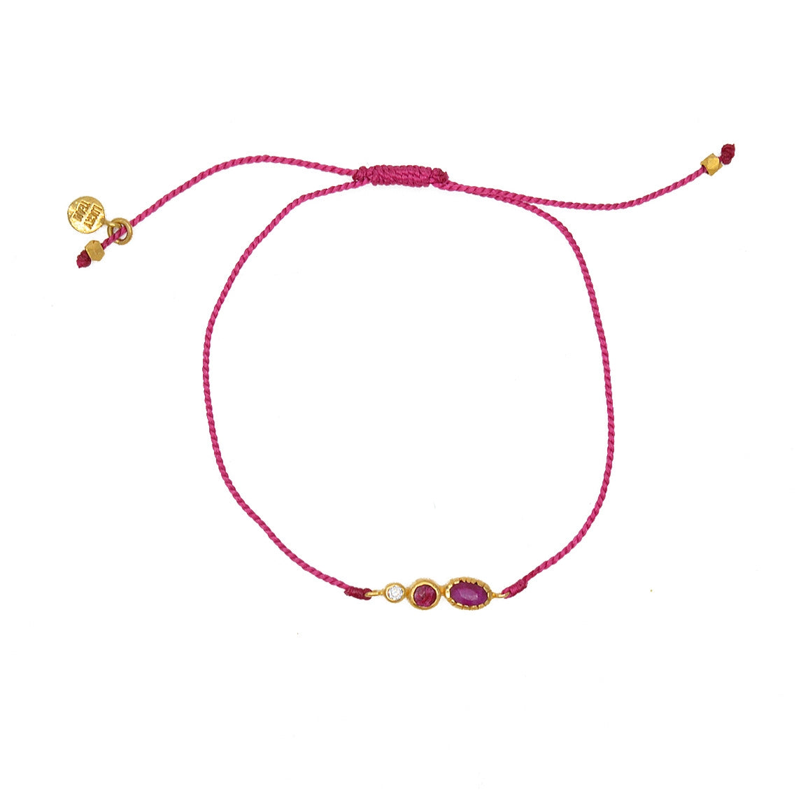 Bracelet tressé pierre et zircon - FUSHIA - RUBIS - ZIRCON