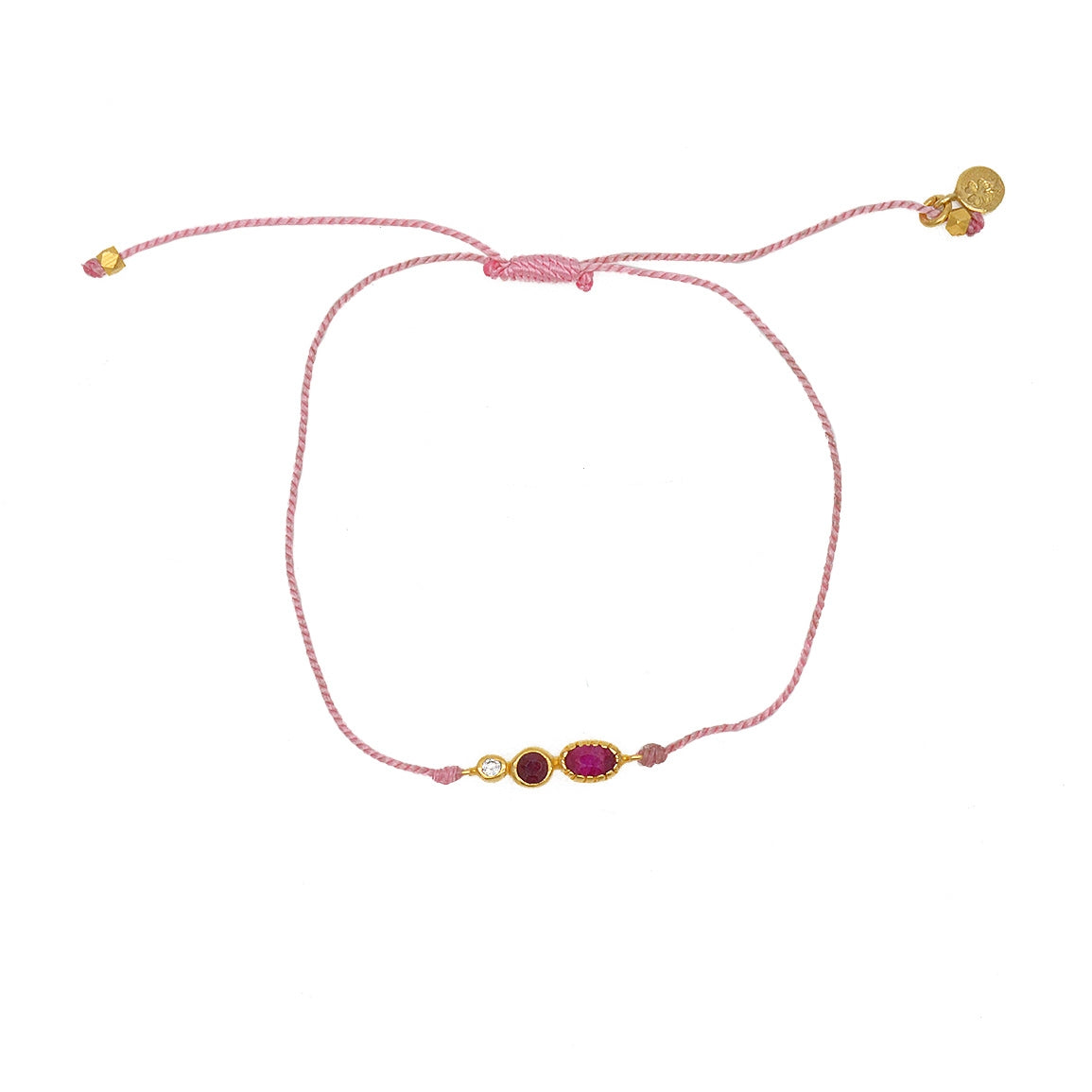 Bracelet tressé pierre et zircon - ROSE - RUBIS - ZIRCON