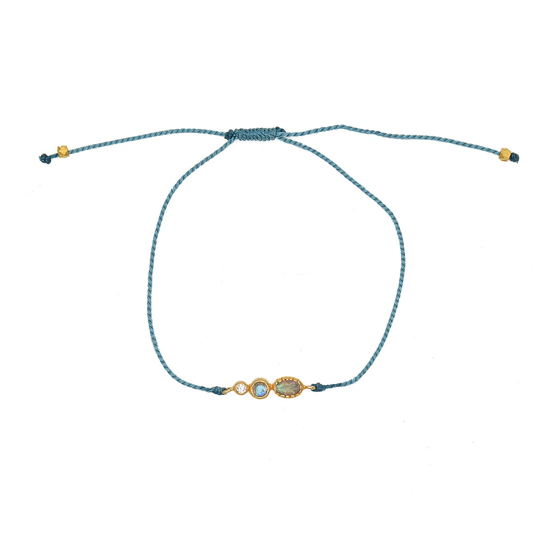 Bracelet tressé pierre et zircon - BLEU JEAN - LABRADORITE -