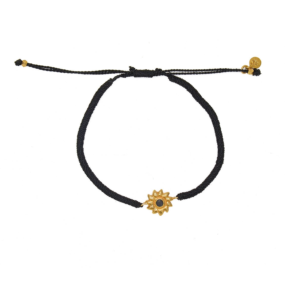 Bracelet tressé et soleil pierre - NOIR & ONYX NOIRE