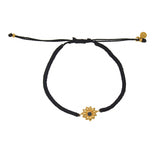 Bracelet tressé et soleil pierre - NOIR & ONYX NOIRE