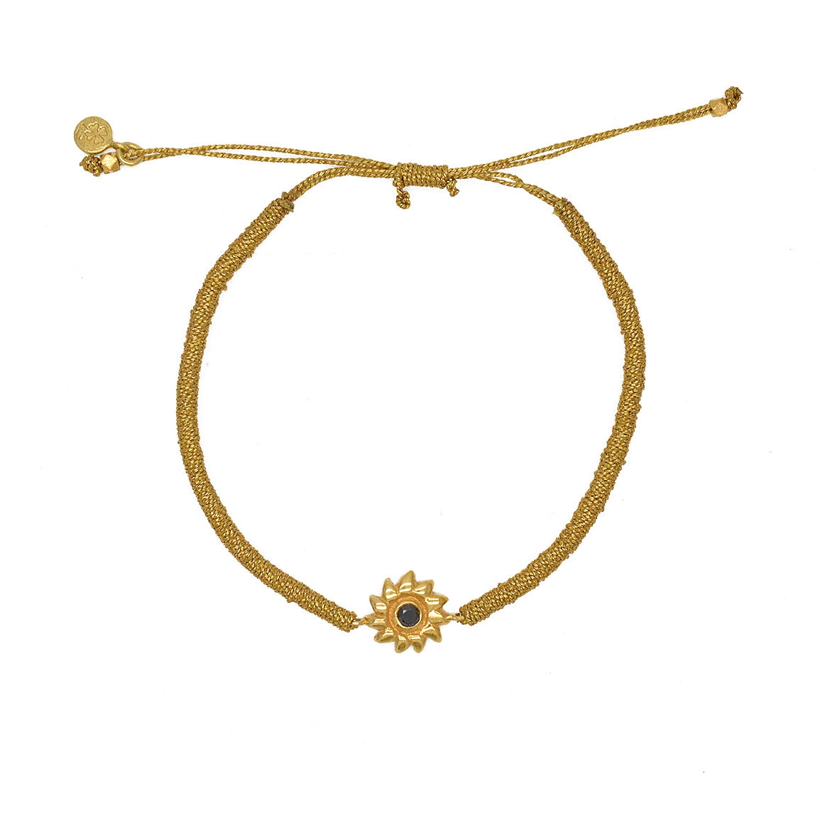 Bracelet tressé et soleil pierre - DORÉ & ONYX NOIRE