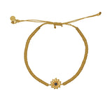 Bracelet tressé et soleil pierre - DORÉ & ONYX NOIRE