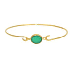 Jonc fermé doré et pierre ovale - ONYX VERTE