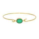 Jonc fermé doré et pierre ovale - ONYX VERTE