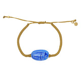 Bracelet tressé doré et scarabée - BLEU