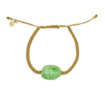 Bracelet tressé doré et scarabée - VERT